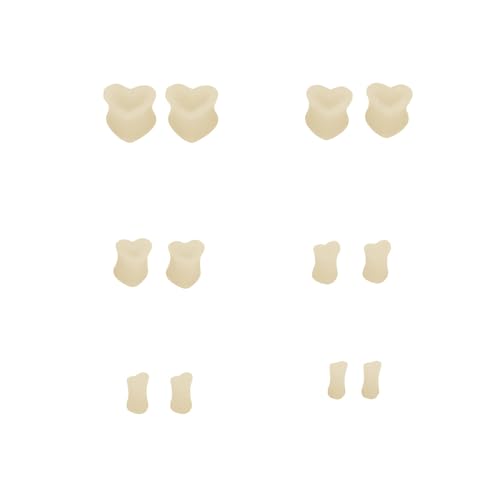 Heart Silicone Ear Tunnel Plugs Gauges Expanders Hollow Flexible Soft Tunnels Kit Stretcher Earrings Fashion Lobe Piercing Body Jewelry for Women Her 6 Pairs Set - color: Beige, size: 4mm-12mm