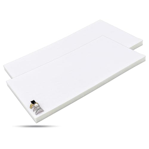 TheDisplayGuys For Your Modern Living 2-Pack 144-Ring Holders Velvet Foam Padding Jewelry Inserts - Tray/Case Liners - Retail Display, Storage (White) by The Display Guys - color: White, size: Ring Slots - 144