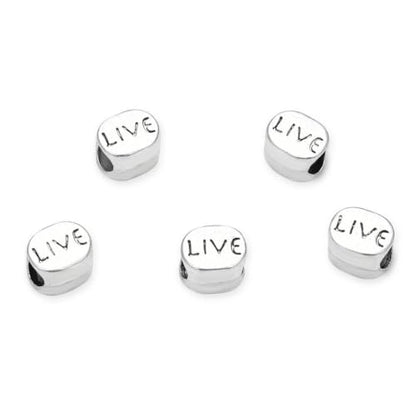 40pcs Live Love Beads Large Hole Beads (4.5mm Hole) Antique Silver - size: Live Love Bead