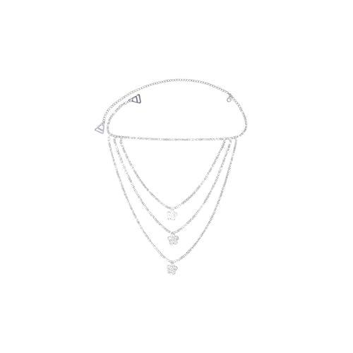 Sexy Rhinestone Shoulder Chain Necklace Multilayer Flower Shoulder Chain Statement Bridal Wedding Jewelry Rhinestone Underwear Bra Chain for Women (Silver)