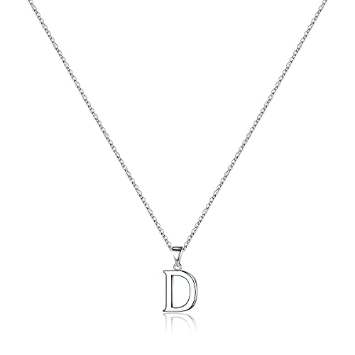 Turandoss S925 Sterling Silver Initial Necklaces for Women, Dainty Hypoallergenic Letter Initial Pendant S925 Sterling Silver initial Necklace for Women Jewelry Gifts - style: D