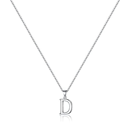 Turandoss S925 Sterling Silver Initial Necklaces for Women, Dainty Hypoallergenic Letter Initial Pendant S925 Sterling Silver initial Necklace for Women Jewelry Gifts - style: D