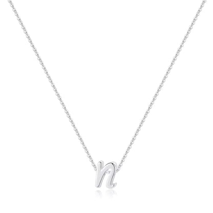 Memorjew 925 Sterling Silver Cursive Initial Necklace, Letter A-Z Necklace | 925 Sterling Silver Necklace, Dainty Letter Cursive Initial Necklaces for Women Trendy Jewelry, Birthday Gifts for Women Her - style: N-Silver