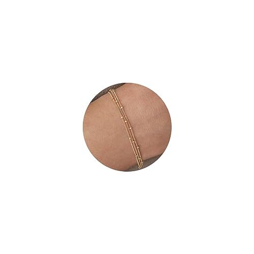 VRIUA Dainty Gold Bracelets for Women, 14K Gold Plated Layered Bracelet Simple Sparkle Twisted Chain Bracelets Adjustable Diamond Bracelets Set Gold Jewelry for Women - color: Layered satellite gold