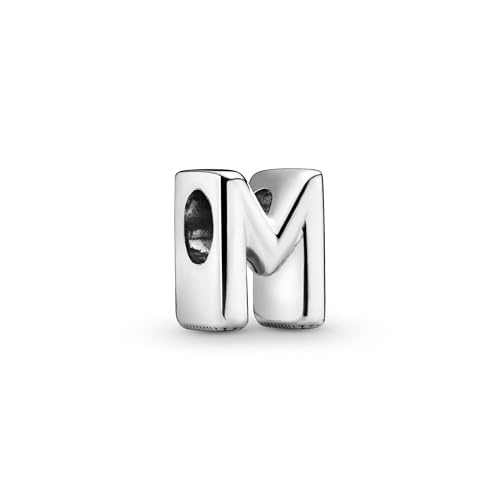 Pandora Alphabet Charm - Compatible Moments - Gift for Her - Made with Sterling Silver - with Gift Box - style: Letter M