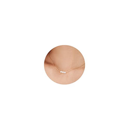 Pearl Necklaces for Women,14K Real Gold Plated Dainty Cute Pearl Necklace for Women Handmade Pearl Chain Necklace Everyday Jewelry Gift - color: Bar Style-Three Pearl-Gold