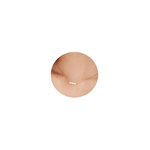 Pearl Necklaces for Women,14K Real Gold Plated Dainty Cute Pearl Necklace for Women Handmade Pearl Chain Necklace Everyday Jewelry Gift - color: Bar Style-Three Pearl-Gold