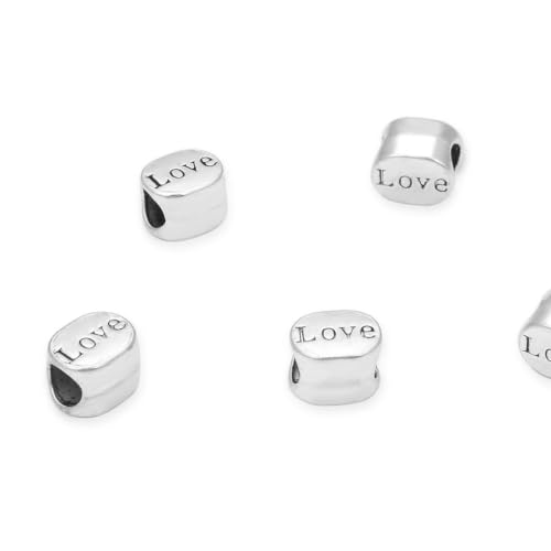 40pcs Love Beads Large Hole Beads (4.5mm Hole) Antique Silver - size: Love Bead