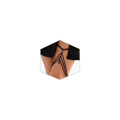 D.Bella Body Chain Jewelry for Women Snake Thigh Chain Rhinestone Leg Chain Jewelry Stretch Thigh Harness Garters - color: G -black