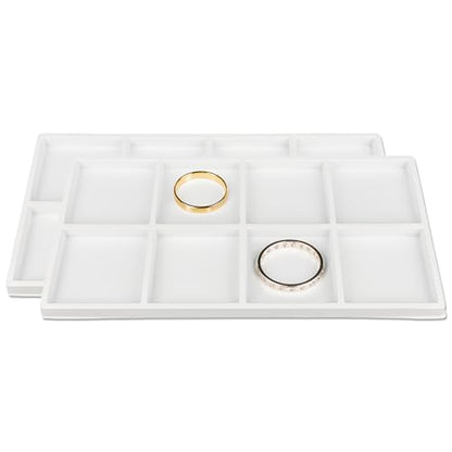 2-Pack 8-Compartments Flocked Velvet Jewelry Display Inserts - Tray/Case Liners - Ring Earrings Storage, (White) by The Display Guys - color: White, size: Compartments - 8