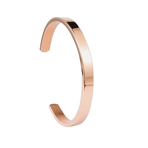 Stainless Steel Open Bangle Bracelet for Women 6mm/8mm Fashion Adjustable Wristband - color: C-Rose Gold, size: 8mm