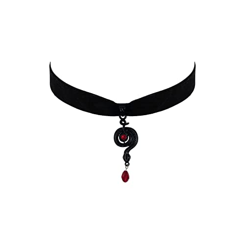 Gothic Black Velvet Goth Choker Necklace for Women,Cameo Black Choker Crow Skull Pendant Necklace Vintage Collar Skull Necklace Gothic Jewelry - style: Snake