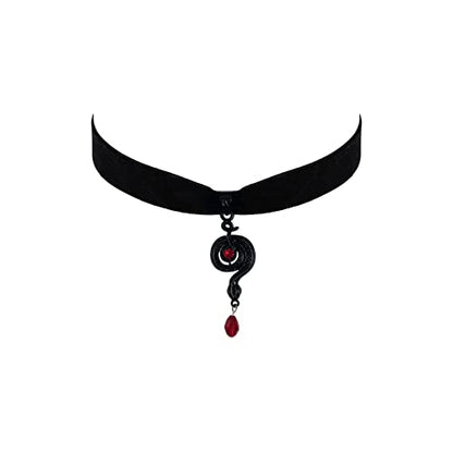 Gothic Black Velvet Goth Choker Necklace for Women,Cameo Black Choker Crow Skull Pendant Necklace Vintage Collar Skull Necklace Gothic Jewelry - style: Snake