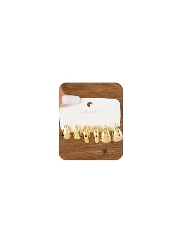 24 Pairs Minimalist Gold Hoop Earrings Set for Women Vintage Chunky Hoops Unique Pearl Earrings Multipack Comfortable and Cool Design Jewelry for Birthday Partie - style: 3 Pairs 2