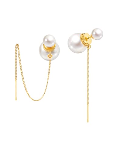 Big Pearl Drop Earrings for Women - 14K Real Gold Plated Quality Dangles for Elevated Casual or Elegant Gift - color: Rapunzel