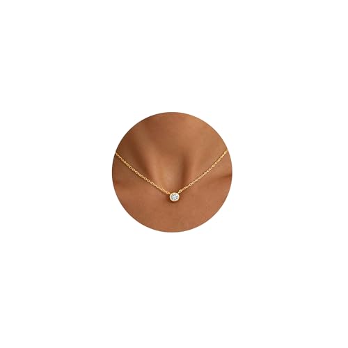 NECOCY Layered Gold Necklaces for Women Dainty Chokers Necklace Silmple Stackable Cubic Zirconia Necklace Non Tarnish Vacation Jewelry Trendy Gifts for Women - style: layered herringbone CZ