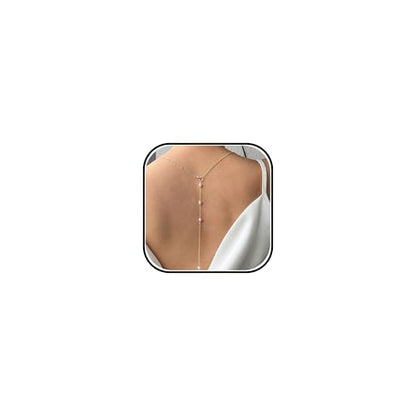 Body Chain Jewelry for Women Rhinestone Back Chain Necklace for Backless Dress Backdrop Chain Necklaces for Women - color: Back