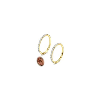 FASACCO 20G 18G 16G Cartilage Hoop Earring 316L Surgical Steel Silver Huggie Hoop Earrings Hypoallergenic Hinged Segment Rings Septum Nose Hoops Daith Conch Helix Tragus Piercing Jewelry 6mm/8mm/10mm - style: Gold-18G-6MM