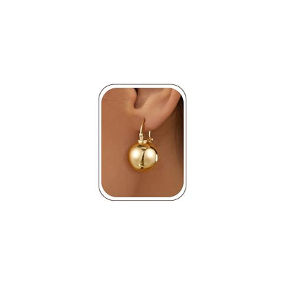 14k Gold Plated Ball Dangle Earrings for Women Sterling Silver Ball Drop Earrings Hypoallergenic Round Balls Hoop Earring Leverback Lightweight Earrings Fashion Jewelry - color: gold 1