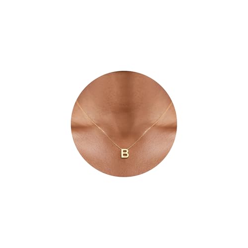 Gold Initial Necklace for Women - Dainty Letter Pendant Necklaces, Adjustable 18+3 Inch Chain, Personalized Gift Trendy Jewelry for Mom, Daughter, Wife (Choose Letter A-Z) - color: B