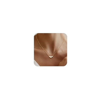 Gold Pearl Necklaces for Women - White Pearls Jewelry Gifts Wedding Bride Bridesmaid Jewelry - color: Gold-Three Pearl