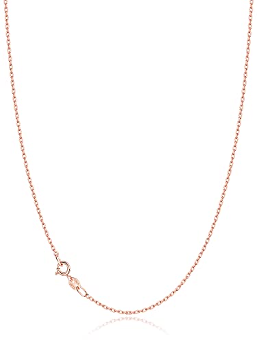 Jewlpire 18k Gold Plated 925 Sterling Silver Chain Necklace for Women, 1mm Cable Chain Necklace Sturdy & Shiny Women's Chain Necklaces 14 16 17 18 20 22 24 Inch - color: 18K Rose Gold Plated, size: 17 Inch