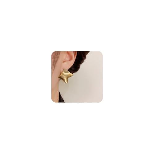 Unique Abstract Earrings For Women,Geometric Statement Stud Earring Large Hypoallergenic Earring for Gift - color: gold plated Brushed
