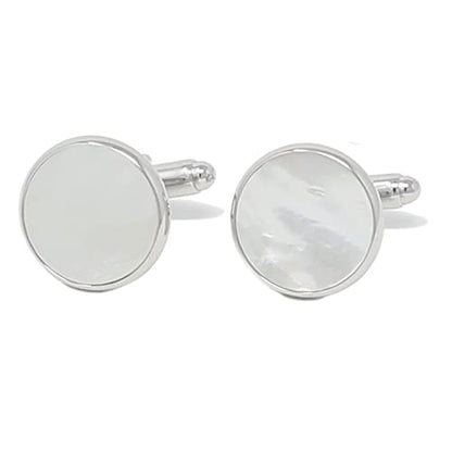 Mother Of Pearl Cufflinks With Box Men Classic White Stone Cuff Links Wedding Groom Gift - style: Round B