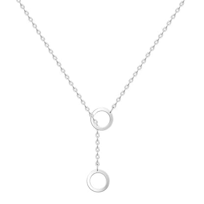 S925 Silver Women's Bar Necklace/Double Circle Layered Y Necklace Chain Adjustable Long/Tiny Pendant Chain Choker for Lady Gift - style: Y Circle