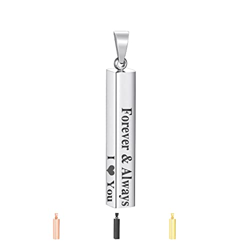 Personalized 3D Vertical Bar Necklace, Custom Necklace Engraved with Any Name Pendant Jewelry Mothers Day Gift - color: Single Bar Pendant