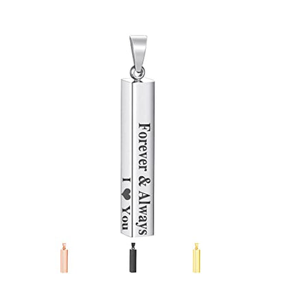 Personalized 3D Vertical Bar Necklace, Custom Necklace Engraved with Any Name Pendant Jewelry Mothers Day Gift - color: Single Bar Pendant