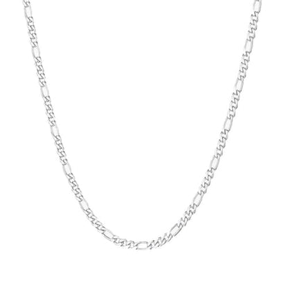 Stainless Steel Figaro Link Chain Necklace For Men Women, 3mm 4mm 5mm 7mm Width, 18k Gold Plated 18 20 22 24 Inch Figaro Chain, No Tarnish Durable Waterproof Jewelry - color: 4MM Silver, size: 18inches
