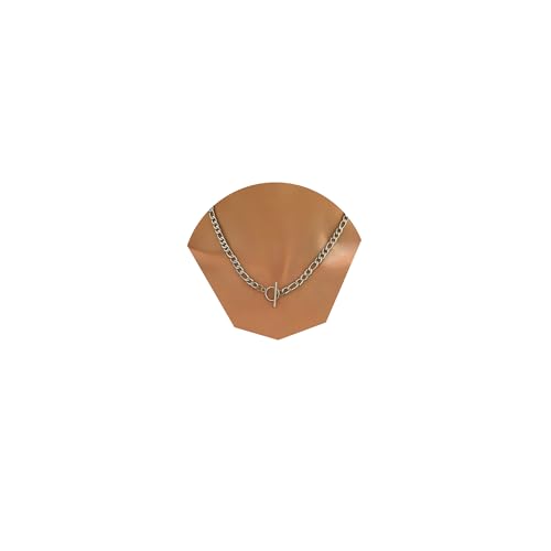 Chunky Gold Necklace for Women, 18K Gold Plated Paperclip, Figaro Link Chain Necklace, Toggle Clasp Necklaces, Trendy Non Tarnish Jewelry, Christmas Gifts - style: Figaro Toggle 17.7''-White Gold