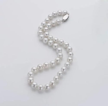 White Genuine Freshwater Cultured Pearl Necklace For Women And Men | Full Sizes from 3mm to 14mm Freshwater Pearls, AAA Grade & Above, A Love Gift Choice For Anniversaries And Birthdays - size: 9-10mm 18in