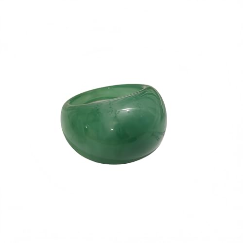 Y2k Colorful Chunky Resin Acrylic Thick Wide Dome Plastic Exaggerated Aesthetic Knuckle Rings for Women Vintage Minimalist Finger Joint Funny Cute Statement Jewelry - color: green1