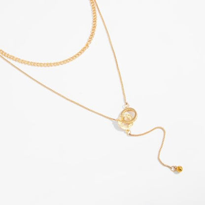Gold Layered Necklace for Women Chunky Stacked Chain Link Paperclip Evil Eye Necklace Trendy Punk Jewelry - color: W-GoldC
