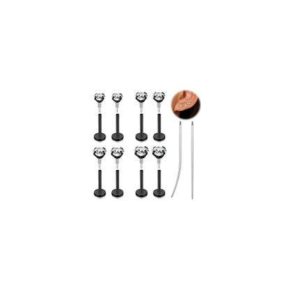 16G 18G Tragus Piercing Labret Medusa Jewelry Flat Back Earrings Nose Stud | Long Internally Threaded Monroe Lip Rings Surgical Steel CZ Cartilage Helix Studs Conch Piercings - color: Black, size: 1.0mm=18G,BL:10mm