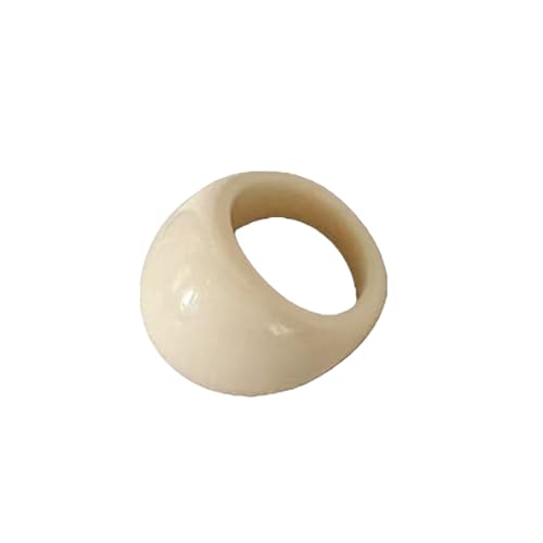 Y2k Colorful Chunky Resin Acrylic Thick Wide Dome Plastic Exaggerated Aesthetic Knuckle Rings for Women Vintage Minimalist Finger Joint Funny Cute Statement Jewelry - color: beige