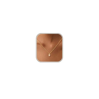 Gold Silver Necklace for Women, Dainty Cubic Zirconia Pendant | Teardrop CZ Charm, 14K Gold/Sterling Silver Plated, Adjustable Chain, Hypoallergenic & Waterproof Jewelry, Cute Trendy Gift - color: Gold-Baguette cut cz