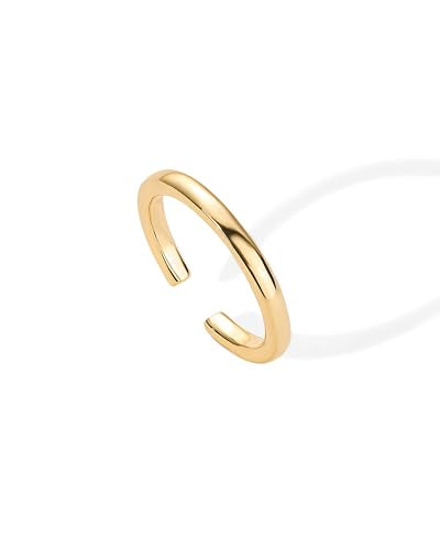 PAVOI 18K Gold Plated Toe Rings for Women | Trendy Criss-Cross and Classic Band Toe Ring - style: 2 Millimeters