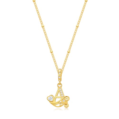 TIZU Initial Necklaces for Women - Dainty 14K Gold Plated Letter Pendant Trendy Personalized Initial A-Z Necklaces Jewelry Gift - color: Gold-A