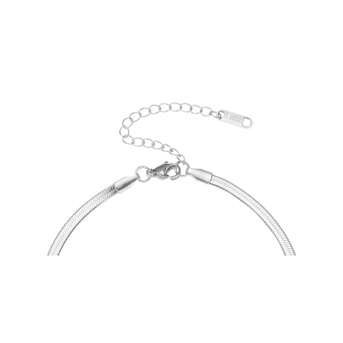 MYAROMA FINDINGS Stainless Steel Anklet for Women, Flat Snake Chain Ankle Bracelet, Gold and Silver Tone Options, PVD Waterproof Non Tarnish Ankle Bracelet