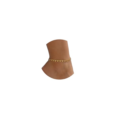 18K Gold Plated Ankle Bracelets for Women Dainty Star Coin Teardrop Square Tassel Anklets Cute Dangle Foot Chain Stainless Steel Beach Foot Jewelry - style: Square Tassel-Gold