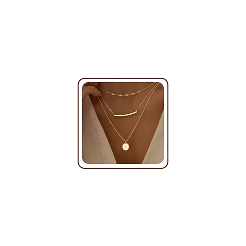 Initial Necklaces for Women Trendy, Stackable Dainty 14k Gold Plated Layered Necklace A-Z Letter Pendant Personized Name Neaklace Satellite Chain Gold Jewelry Set Gifts for Women - color: B