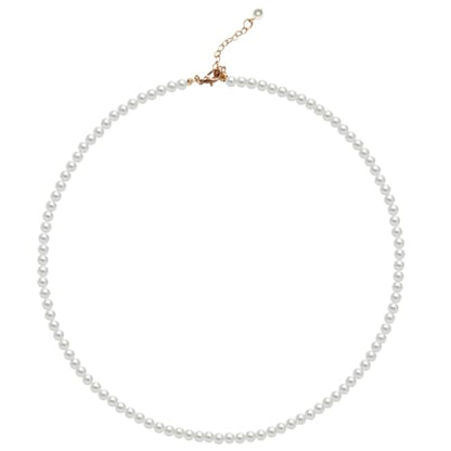 Pearl Necklace for Women, 4/6/8/10mm White Imitation Pearl Necklace, Round Faux Glass Pearl Necklace, Pearl Choker Necklace, Elegant Wedding Parties Necklace - color: Diameter of Pearl 4mm