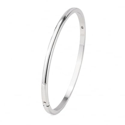 Stainless Steel Cuff Bracelet for Women, Polished Oval Open Bangle Bracelet, Minimalist Jewelry - color: Silver-4mm