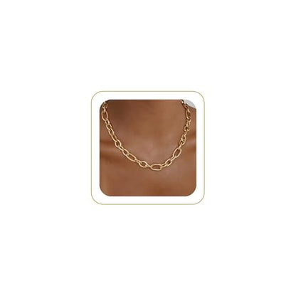 Gold Necklace for Women Chunky 14K Gold Plated Chain Necklace | Chunky Gold Necklace,Simple Paperclip Chain, Statement Choker Necklace,Non Tarnish,Trendy Jewelry,Gifts for Women - style: 10mm-paperclip chain-gd-2