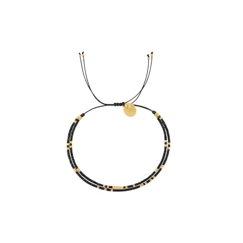 Adjustable Miyuki Beaded Bracelet for Women, Double Row Miyuki Beads | Miyuki beads, adjustable fit, braided construction, double-row design, party styling, bracelet jewelry for casual styling - color: black