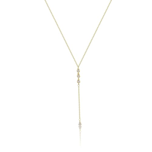 Lariat Gold Necklaces for Women Trendy Dainty Long Necklace 14k Gold Plated/Silver Layered Drop Beaded Chain Necklaces Y-shaped Pendant Necklace Simple Gold Jewelry Gifts - color: Y Rain-Gold