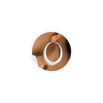 Large Hoop Earrings for Women Lightweight Chunky Earrings | Big Hoop Earrings for Women Chunky Jewelry 70s Outfits for Women - style: Hoop-S-02